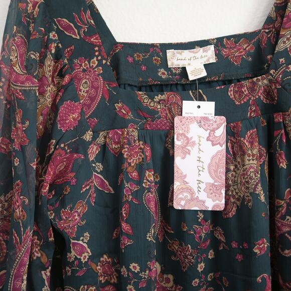 NWT Band of the Free Mandy Dress Pine Berry Boho Green Floral Dress Size Small - Picture 8 of 12